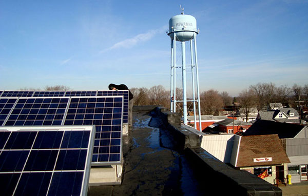 Solar panels on the studio roof